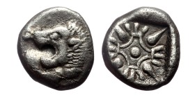 Ionia, Miletos, AR Obol or Hemihekte,(Silver, 1.31 g 10mm), Late 6th-early 5th centuries BC.
Obv: Forepart of lion right, head left.
Rev: Stellate f...