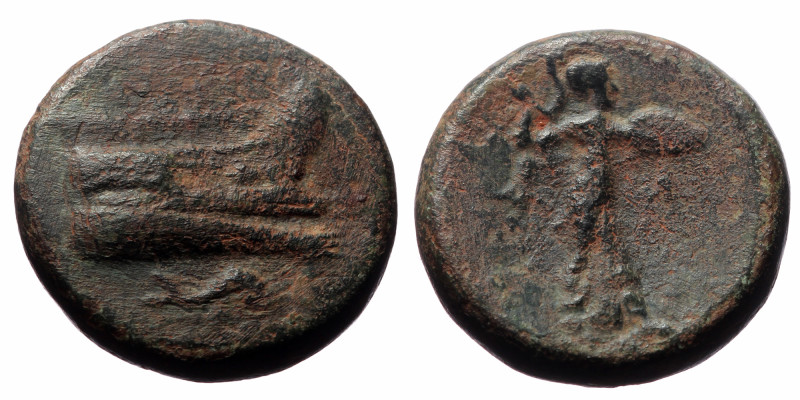 Lycia, Phaselis. Ae,(Bronze, 5.48 g 17mm), Circa 190-167 BC.
Obv: Prow right; ab...