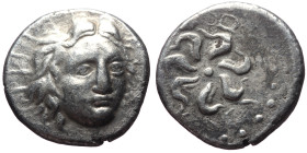 Caria, Rhodos. AR Didrachm (Silver, 5.25 g 18 mm). Circa 88/42 BC-AD 14. Kleurodos, magistrate. 
Obv: Radiate head of Helios facing slightly right 
Re...