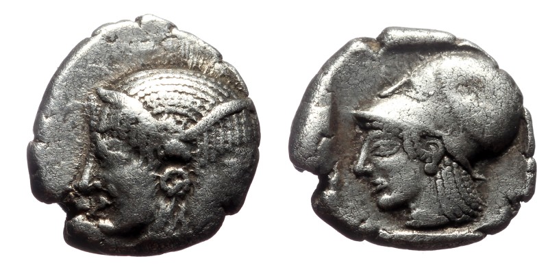 Mysia, Lampsakos, AR Diobol, (Silver,1.15 g 10mm), Circa 500-450 BC.
Obv: Janif...