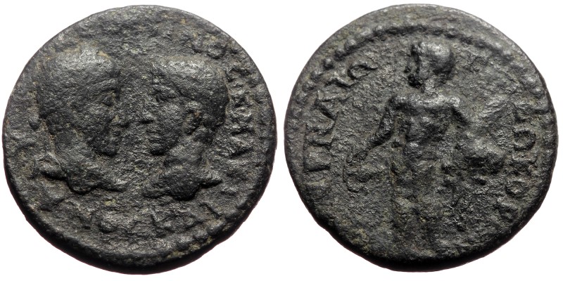Ionia, Smyrna. Maximinus, Augustus and Maximus, Caesar. AE. (Bronze, 6 g. 21mm.)...