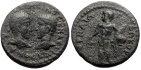 Ionia, Smyrna. Maximinus, Augustus and Maximus, Caesar. AE. (Bronze, 6 g. 21mm.) Reign of Maximinus, 235-238 AD.
Obv: Α Κ ΜΑΞΙΜƐΙΝΟϹ Κ ΜΑΞΙΜΟϹ ΚΑΙ. F...