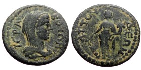 Caria. Attuda. Pseudo-autonomous. AE. (Bronze, 3.24 g. 19 mm.) Reign of Commodus or Septimius Severus.
Obv: IƐPA BOVΛH. Veiled and draped bust of Bou...