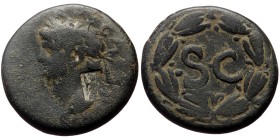 Syria, Antioch. Domitian, Caesar. AE. (Bronze, 8.42 g. 21 mm.) Reign of Vespasian, 69-79 AD.
Obv: [DOMITIANV]S CA[ESAR]. Laureate head of Domitian, l...