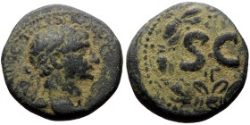 Syria, Seleucis and Pieria, Trajan (98-117) Æ As of Antioch struck 102-114 AD
Obv: AΥTOKΡ KAIΣ NEΡ TΡAIANOΣ ΣEB ΓEΡM ΔAK, Laurete head of Trajan righ...