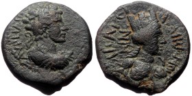 Phoenicia. Caesarea ad Libanum. Marcus Aurelius, Caesar. AE. (Bronze, 10.35 g. 23mm) Reign of Antoninus Pius, 138-161 AD.
Obv: ΑΥΡΗΛΙΟ[Ϲ ΚΑΙ ϹƐΒ ƐΥϹ ...