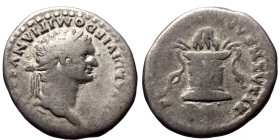 Domitian (Caesar, 69-81) AR Denarius (Silver, 18mm, 2.84g) Rome, 80-81. 
Obv: CAESΛR DIVI F DOMITIΛNVS COS VII, laureate head right 
Rev: PRINCEPS IVV...
