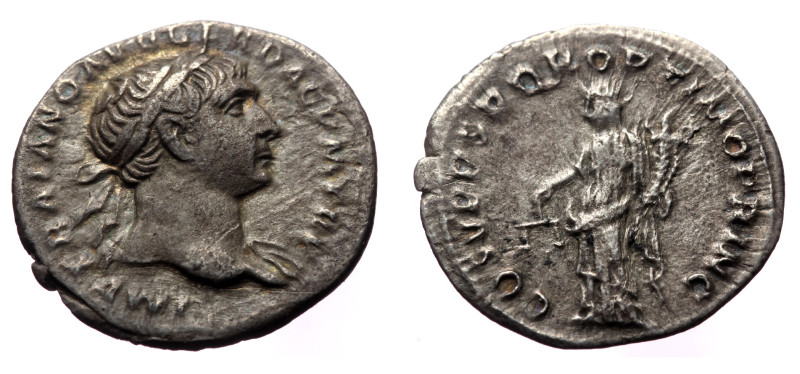 Trajan (98-117) AR Denarius (Silver, 18mm, 2.55g) Rome, 108-109. 
Obv:IMP TRAIA]...