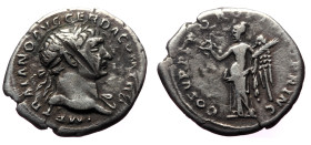 Trajan (98-117) AR denarius (Silver, 2,89g, 20mm) Rome
Obv: IMP TRAIANO AVG GER DAC P M TR P, laureate head right, with slight drapery on far shoulder...