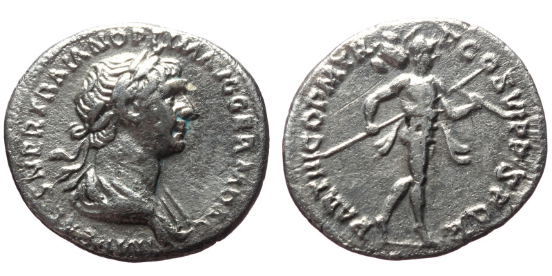 Trajan (98-117). AR, Denarius. (Silver, 3.08 g. 18mm.) Rome.
Obv: MP CAES NER TR...