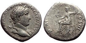 Hadrian (117-138). AR, Denarius. (Silver, 2.70 g. 16mm.) Rome.
Obv: IMP CAESAR TRAIAN HADRIANVS AVG. Head of Hadrian, laureate.
Rev: P M TR P COS II...