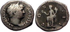 Hadrian (117-138) AR Denarius (Silver, 3,00, 18mm), Rome.
Obv: HADRIANVS AVGVSTVS - Laureate bust right, slight drapery on far shoulder.
Rev: COS II...