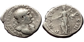 Hadrian (117-138) AR Denarius (Silver, 2,88g, 21mm) Rome.
Obv: IMP CAESAR TRAIAN HADRIANVS AVG.
Laureate bust of Hadrian, right; slight drapery on l...