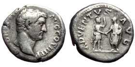 Hadrian (117-138). AR, Denarius (Silver, 3.41 g. 15 mm.) Rome.
Obv: HADRIANVS AVG COS III P P. Head of Hadrian, laureate, right.
Rev: ADVENTVS AVG. ...
