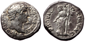 Hadrian (117-138) AR Denarius (Silver, 2,64g, 18mm) Rome, 134-138. 
Obv: HADRIANVS AVG COS III P P, bare head right, slight drapery on left shoulder 
...
