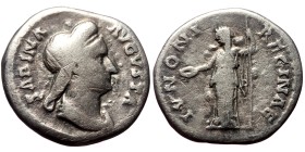 Sabina (Augusta, 128-137) AR denarius, 3.14g, 17mm) Rome
Obv: SABINA AVGVSTA, diademed and draped bust right
Rev: IVNONI REGINAE, Juno standing left...