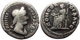 Sabina (Augusta, 128-137) AR Denarius (Silver, 2.70g, 19mm) Rome.
Obv: SABINA AVGVSTA HADRIANI AVG P P, Draped bust of Sabina, right.
Rev: CONCORDIA...