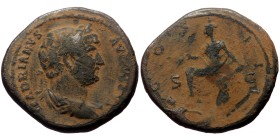 Hadrian (117-138). AE, As. (Bronze, 9.56 g. 25mm.) Rome. For use Seleucis & Pieria.
Obv: HADRIANVS AVGVSTVS. Bust of Hadrian, laureate, draped and cu...