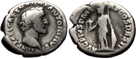 Antoninus Pius (138-161) AR Denarius (Silver, 3,27g, 18mm) Rome.
Obv: IMP T AEL CAES HADRI ANTONINVS, Bare head right.
Rev: AVG PIVS P M TR P COS DE...