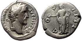 Antoninus Pius (138-161) AR Denarius (Silver, 2.72g, 19mm) Rome.
Obv: ANTONINVS AVG PIVS P P, Laureate head right.
Rev: COS IIII,
Concordia(?) stan...