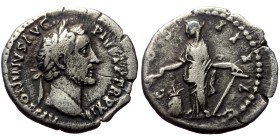 Antoninus Pius (138-161) AR Denarius (Silver, 2,60g, 18mm) Rome, 148-149
Obv: ANTONINVS AVG PIVS P P TR P XI, laureate head right.
Rev: COS IIII, Sa...