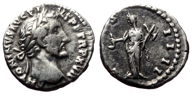 Antoninus Pius (138-161). AR, Denarius. (Silver, 2.94 g. 17 mm.) Rome.
Obv: ANTO...