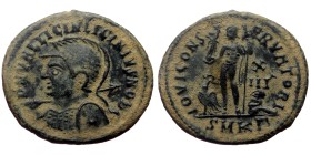 Licinius II as Caesar (317-324). AE, Follis. (Bronze, 3.16 g. 20mm.) Heraclea.
Obv: D N VAL LICIN LICINIVS NOB C. Bust of Licinius II, laureate, cuir...