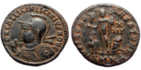 Licinius II (Caesar, 317-324) AE Follis (Bronze, 19mm, 2.78g) Cyzicus, Δ = 4th officina, 321-324.
Obv: D N VAL LICIN LICINIVS NOB C Helmeted and cuir...