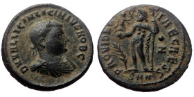 Licinius II (Caesar, 317-324) AE Follis (Bronze, 2,81g, 18mm) Nicomedia, 317-320.
Obv: DN VAL LICIN LICINIVS NOB C, Laureate, draped and cuirassed bus...