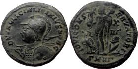 Licinius II as Caesar (317-324). AE, Follis. (Bronze, 3.84 g. 20mm.) Heraclea.
Obv: D N VAL LICIN LICINIVS NOB C. Bust of Licinius II, laureate, cuir...