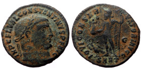 Constantine The Great (307-337) AE Follis (Bronze, 3.28g, 21mm) Heraclea, 313-4. 
Obv: IMP C FL VAL CONSTANTINVS P F AVG, laureate head right 
Rev: IO...
