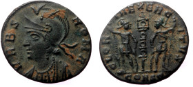 City Commemorative AE (Bronze, 1.51g, 16mm) Struck under Constantine I. Constantinople, 330-333. 
Obv: VRBS ROMA, helmeted bust of Roma to left, weari...