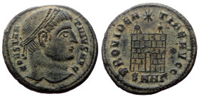 Constantine The Great (307-337). AE, Follis. (Bronze, 3.10 g. 18 mm.) Nicomedia.
Obv: CONSTANTINVS AVG. Head of Constantine I, laureate, right.
Rev: P...