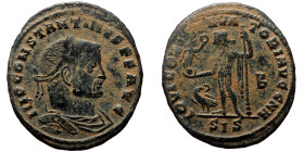 Constantine The Great (307-337). AE, Follis. (Bronze, 4.22 g. 24mm.) Siscia.
Obv: IMP CONSTANTINVS P F AVG. Head of Constantine I, laureate, right.
Re...