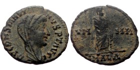 Constantius II (337-361). AE. (Bronze, 1.53 g. 13mm.) Alexandria.
Obv: DV CONSTANTINVS PT AVGG. Head of Constantine I, veiled, right.
Rev: VN – MR, ...