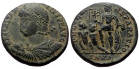 Constantitus II (337-361). AE, Follis. (Bronze, 4.41 g. 18 mm.) Nicomedia.
Obv: D N CONSTANTIVS P F AVG. Bust of Constantius II, pearl-diademed, drap...