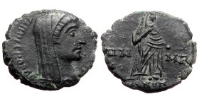 Constantius II (337-361) AE (Bronze, 15mm, 1.79g) posthumous commemorative for Divus Constantine I (Died 337), Constantinople,
Obv: DV CONSTANTIN-VS ...