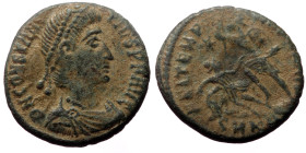 Constantius II (337-361) AE Follis (Bronze, 2,99g, 16mm) Kyzikos.
Obv: DN CONSTANTIVS PF AVG, Laureate, draped and cuirassed bust right. 
Rev: FEL TEM...