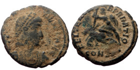 Constantius II (337-361) AE follis (Bronze, 2,77g, 17mm) 
Obv: DN CONSTAN-TIVS PF AVG, pearl-diademed, draped, cuirassed bust right 
Rev: FEL TEMP-REP...