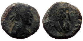 Late Roman. Uncertain mint. AE. (Bronze, 1.03 g. 10 mm.) 4th century AD.
Obv: Legend illegible. Pearl-diademed, draped and cuirassed bust of emperor, ...
