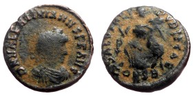 Valentinian II (375-392) AE (Bronze, 0,88g, 13mm) Constantinople, 388-392.
Obv: D N VALENTINIANVS P F AVG, pearl-diademed, draped and cuirassed bust ...
