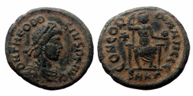 Theodosius I (379-395). AE. (Bronze, 2.58 g. 18 mm.) Cyzicus.
Obv: D N THEODOSIVS P F AVG. Bust of Theodosius I, rosette-diademed, draped and cuirasse...