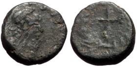 Theodosius II (402-450) AE Nummus (Bronze, 1.09g, 10mm) Cyzicus.
Obv: D N THEODOSIVS P F AVG Pearl-diademed, draped and cuirassed bust of Theodosius ...