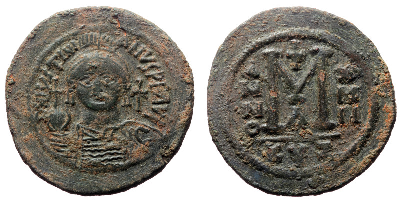 Justinian I (527 - 565) AE Follis. (Bronze, 23.17 g. 42mm.) Cyzicus. 527-565 AD
...