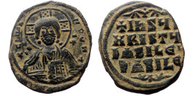 Anonymous. Class A2. Basil II and Constantine VIII, AE, Follis. (Bronze, 8.92 g. 28mm.) Constantinopole. Anonymous. Class A2. 976-1025 AD. 
Obv: +ЄMMA...