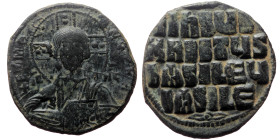 Anonymous. Class A2. Basil II and Constantine VIII, AE, Follis. (Bronze, 11.50 g. 29mm.) Constantinopole. Anonymous. Class A2. 976-1025 AD.
Obv: +ЄMMA...