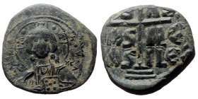 Anonymous. Class B. Romanus III. AE, Follis (Bronze, 10.56 g. 29mm.) Constantinople. Anonymous. Class B. 1028-1034 AD
Obv: [+ EMMA NOVHΛ] / IC [XC], B...