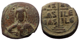 Anonymous attributed to Romanus III (1028-1034) Constantinople, AE (Bronze, 25mm, 6.36g)
Obv: + ЄMMANOVHΛ - nimbate bust of Christ facing, square in e...