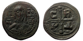 Romanus IV Diogenes. AE, Follis (Bronze, 8.00 g. 27mm.) Constantinople. 1068-1071 AD.
Obv: [IC] XC over NI [KA] to left and right of bust of Christ fa...