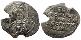 Michael VII Ducas, AR, 2/3 Miliaresion (Silver, 1.9 g. 19 mm.) Constantinople. 1071-1078 AD.
Obv: MP-ΘV, Nimbate facing bust of Theotokos, holding nim...